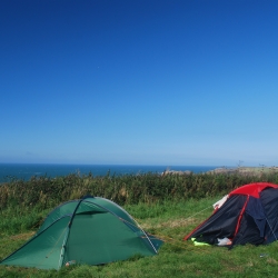 Our tents on a sunny day